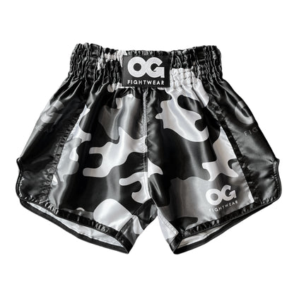 Muay Thai Camo Shorts (Black)