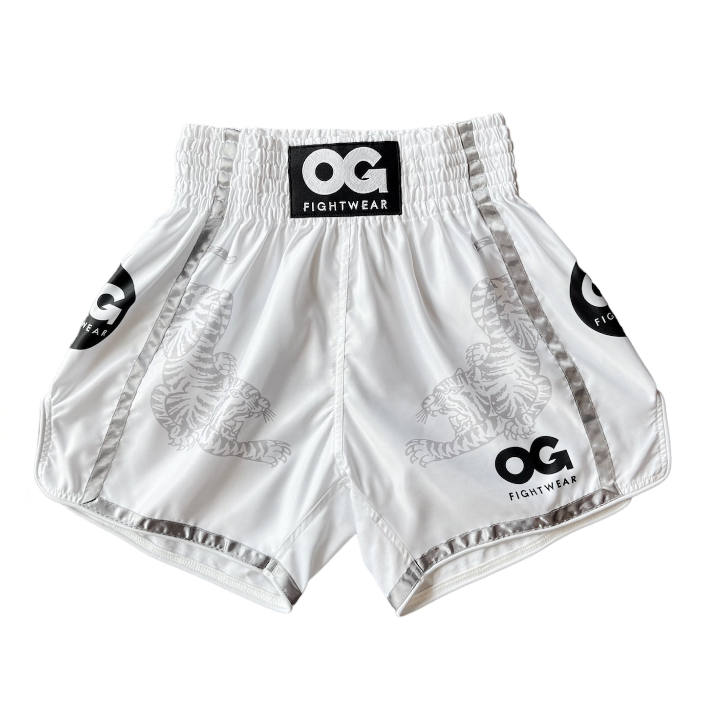 Muay Thai Tiger Shorts (White)